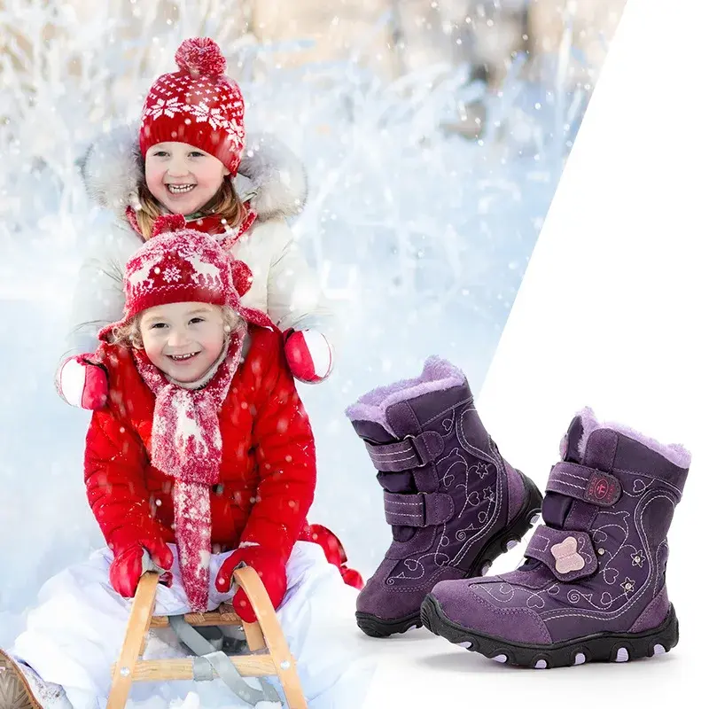 Μικρογραφία: Botas de nieve de invierno ULKNN para niñas,  terciopelo cálidas, impermeables.