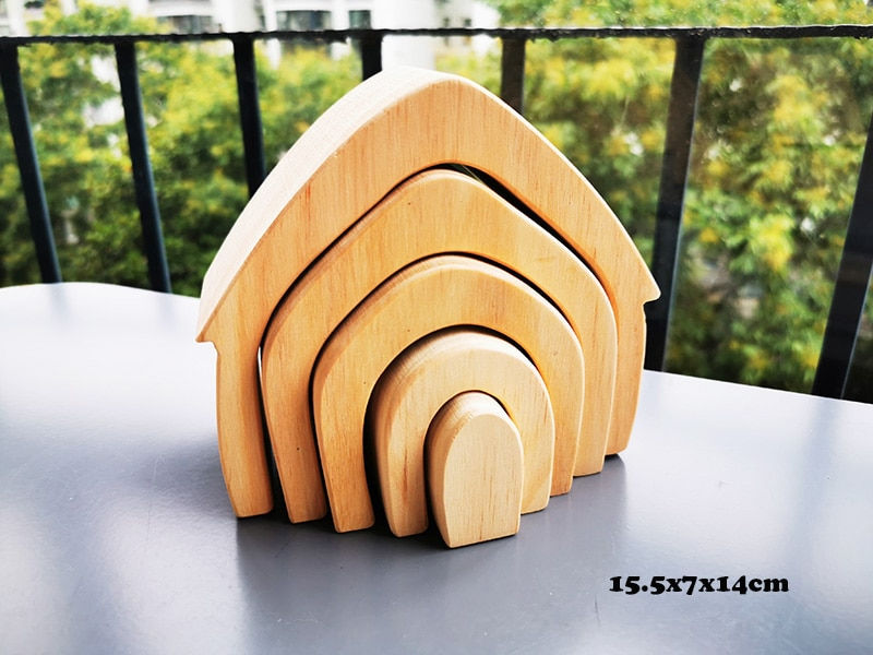 サムネイル： Madera Montessori, bloques construcción  árbol  coche, volcán, ola  mar.