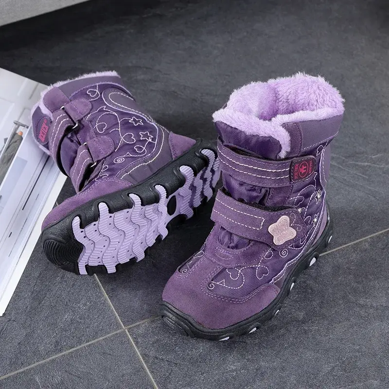 Miniatura: Botas de nieve de invierno ULKNN para niñas,  terciopelo cálidas, impermeables.