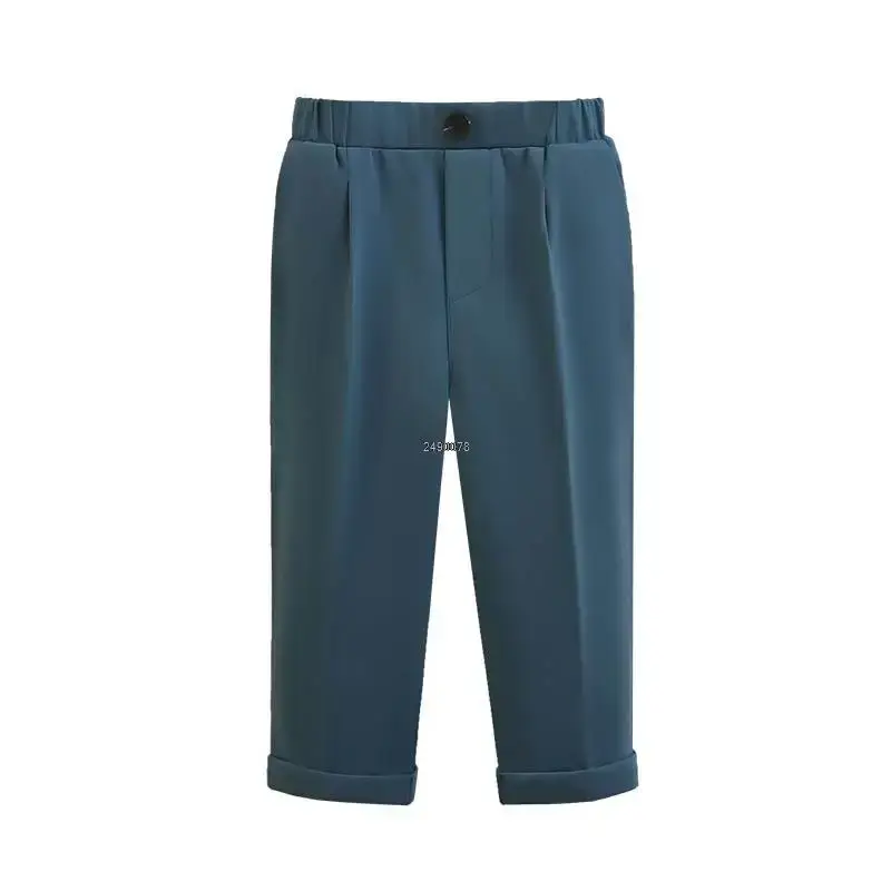 Thumbnail: Pantalones de corte recto para niño, de poliéster y viscosa cintura elástic.