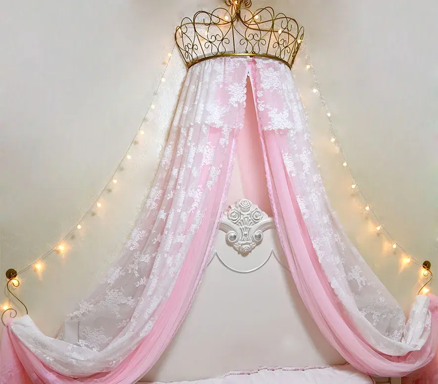 Miniatyrbilde: Mosquitera con forma de corona de princesa para cama, cortina para niña.