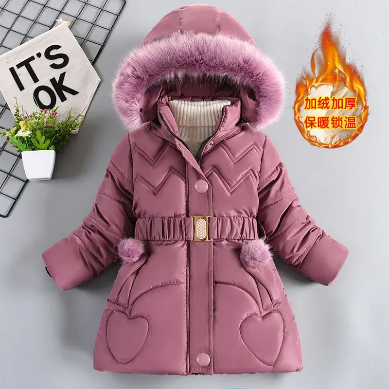 Miniatura: Chaqueta de invierno muy abrigada con gorro desmontable para niña.4-10 años.