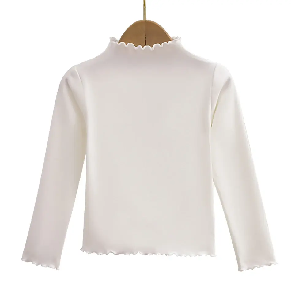 Миниатюра: Camiseta de manga larga de color liso con borde de volantes,.Niñas. 12M-12 años.