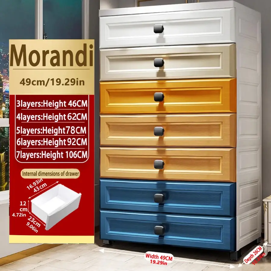 Miniaturebillede: NoEnName_Null Armario de almacenamiento reforzado para bebé, multicajones.