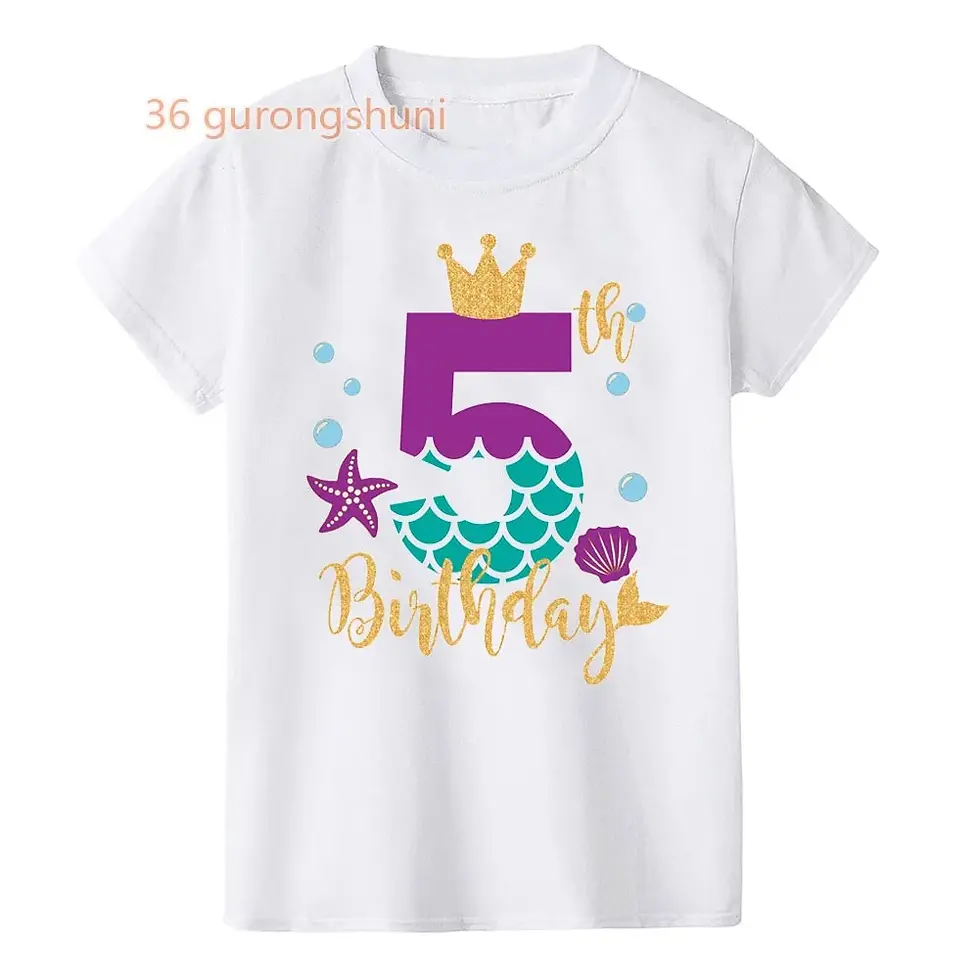 Pikkukuva: Camiseta infantil para niñas con diseño de feliz cumpleaños, 2-10 años.