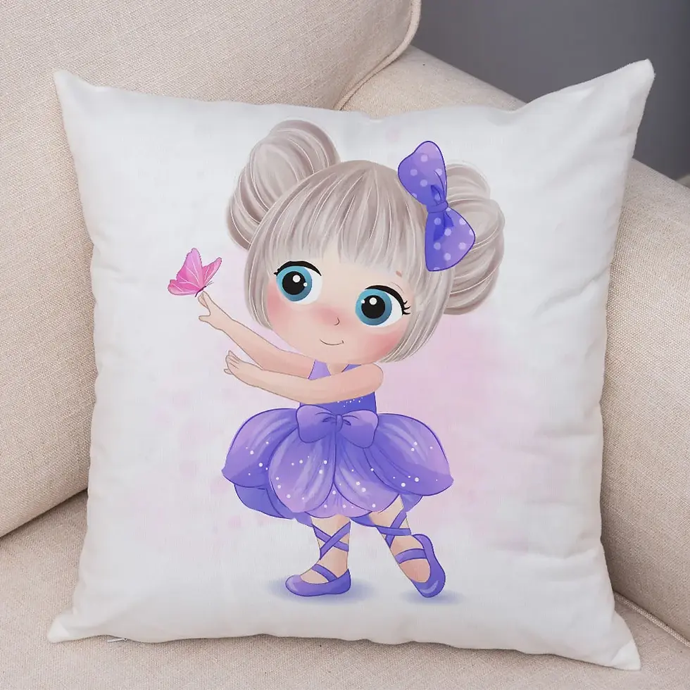 Miniatura: Funda de almohada con diseño de niña adorable, dibujos animados,  45x45cm