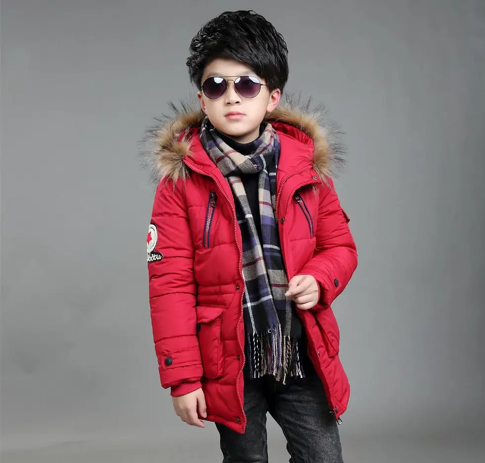 Miniaturbild: Chaqueta de invierno niños de 4 a 14 años, gruesa ,capucha, cortavientos,.