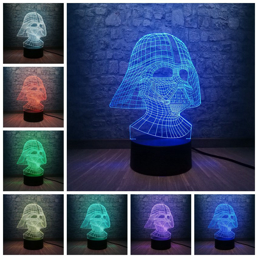 Μικρογραφία: Lámpara USB LED 3D Vader 7 Cambio de color RGB Bulbo .Niños