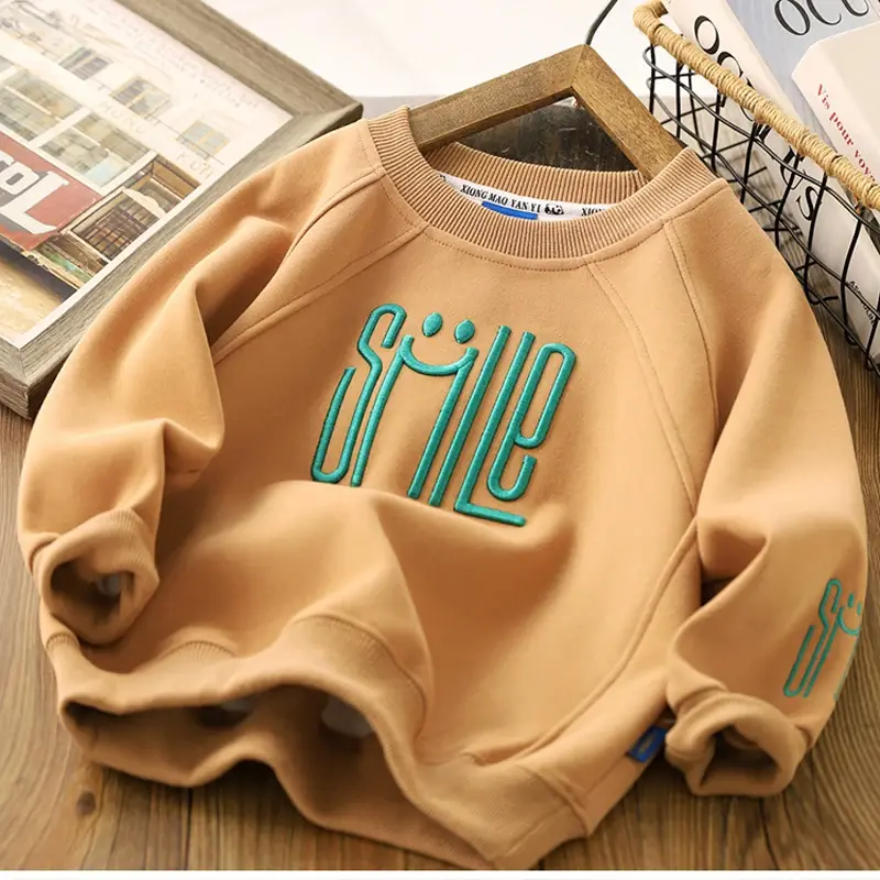Miniatura: NoEnName_Null Sudadera de manga larga con letras sonrientes, TG  4 -12 años.
