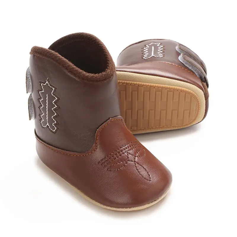 Thumbnail: 2025 New 0-12 Months Baby Boots Cowboy Boots High Top PU Leather Boots