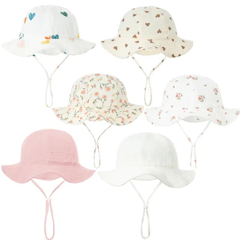 Gorro de algodón para bebé, con protección solar, 1-3 años.