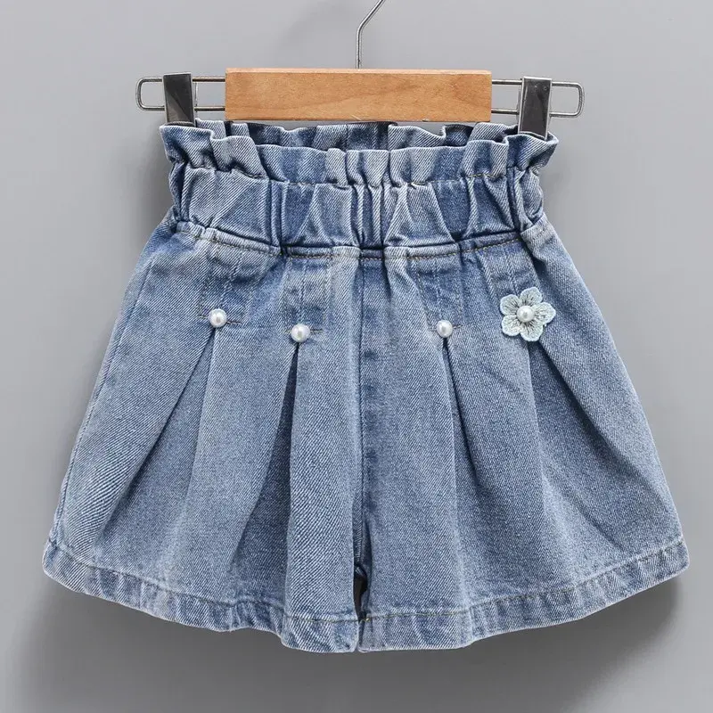 縮圖：YiYePianZhou Pantalones denim con lindos bordados para niñas.4-6 años.
