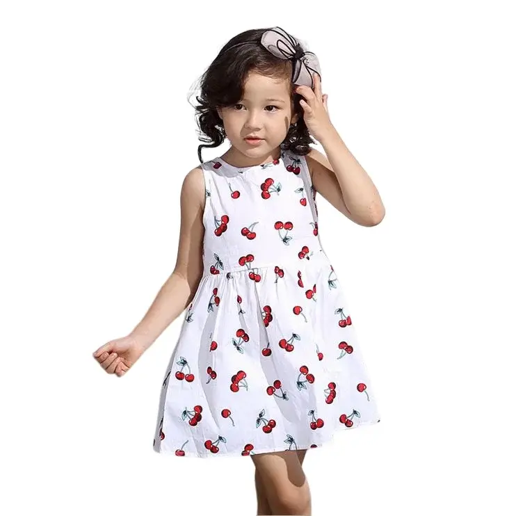 Miniatura: Vestido de verano con estampado y ribete de cuerda,1 a 6 años, algodón.