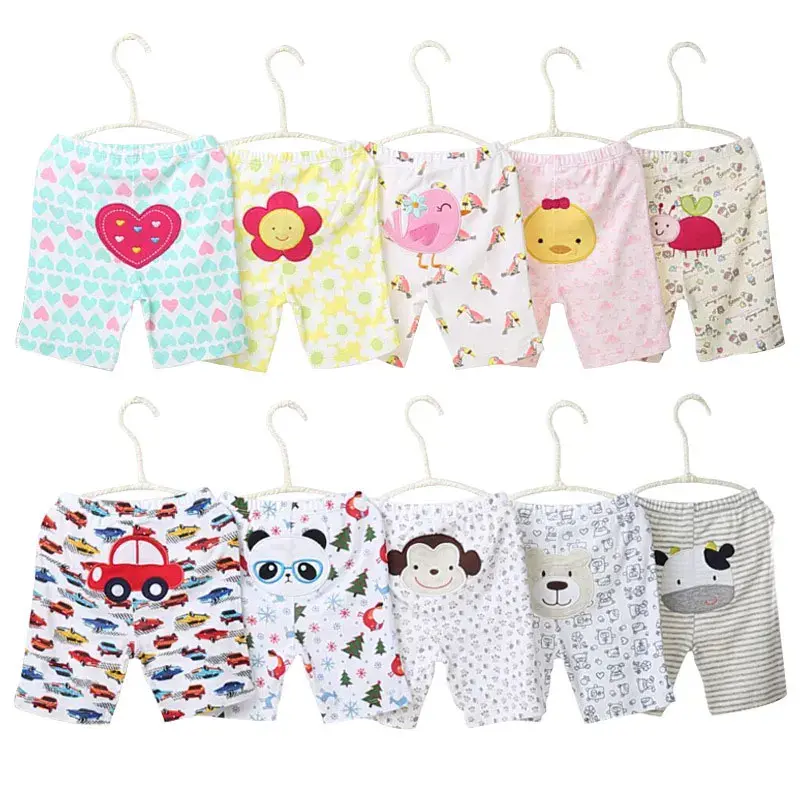 5 unids pantalones cortos, estampado de dibujos animados bebé. 0M-24M. Unisex.