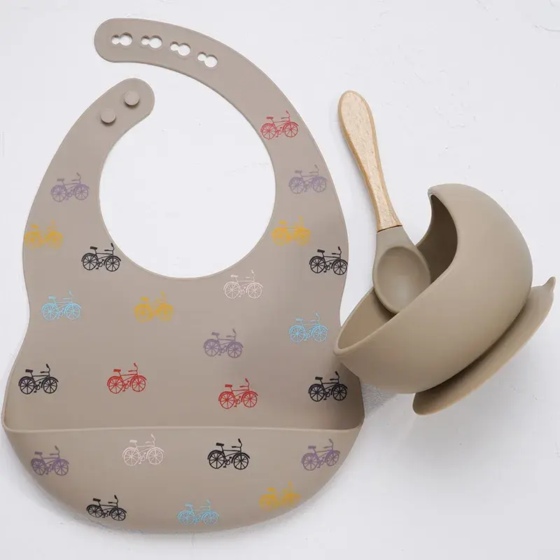 Imej kecil: NoEnName_Null Babero, cuchara y cuenco en silicona para bebés.