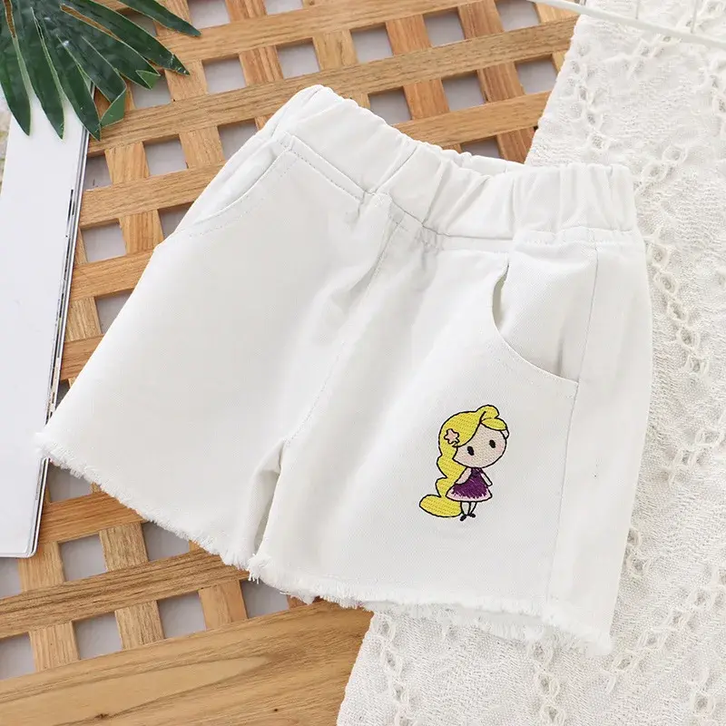 Küçük resim: YiYePianZhou Pantalones denim con lindos bordados para niñas.4-6 años.
