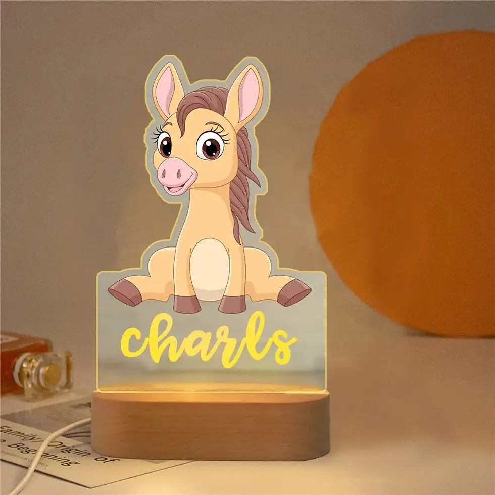 الصورة المصغرة: Niños personalizados animales Nombre  Lámpara acrílica para niños.