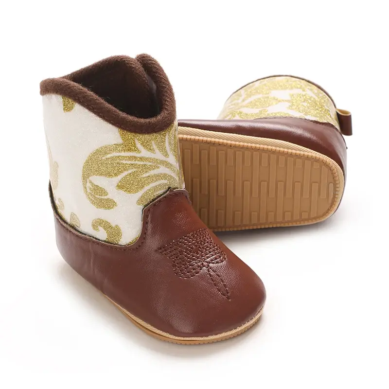 Thumbnail: 2025 New 0-12 Months Baby Boots Cowboy Boots High Top PU Leather Boots
