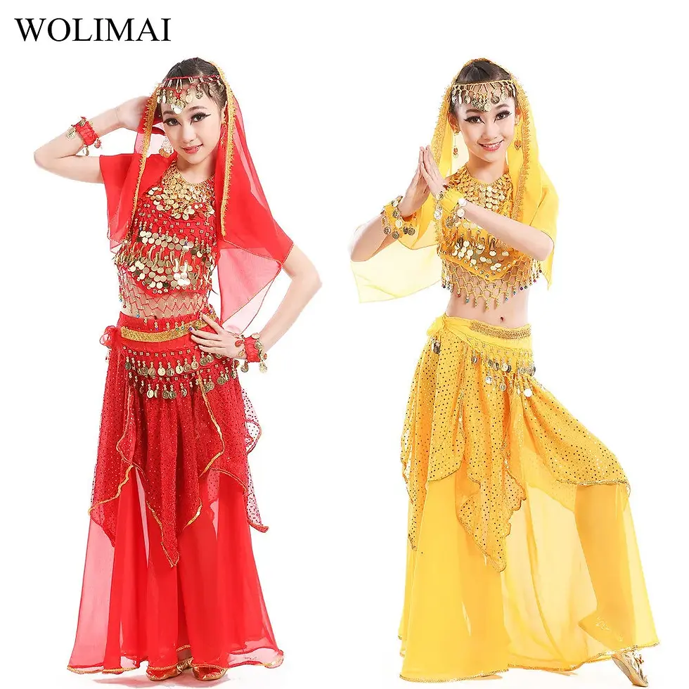 WOLIMAI Disfraces de danza del vientre para niñas, vestido de Bollywood. S,M,L
