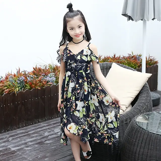 Miniatura: WXPWOODS Vestido Bohemio de verano para niña, 4-14 años.
