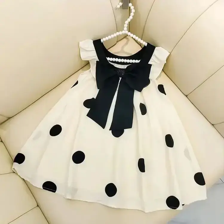 Miniatura: Vestido de verano de manga corta para niñas, de lunares, fiestas, de 3- 12 años.