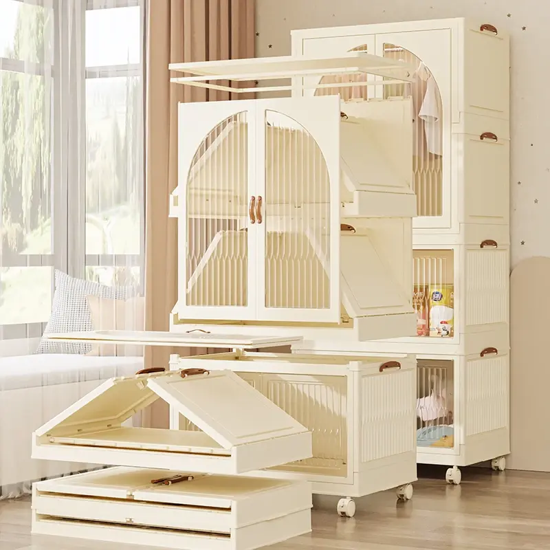 الصورة المصغرة: Organizador almacenamiento plástico plegable. ruedas.