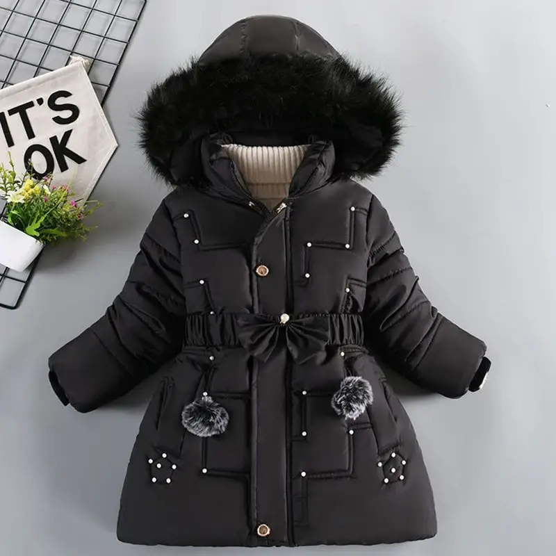 Miniatura: Chaqueta de invierno muy abrigada con gorro desmontable para niña.4-10 años.