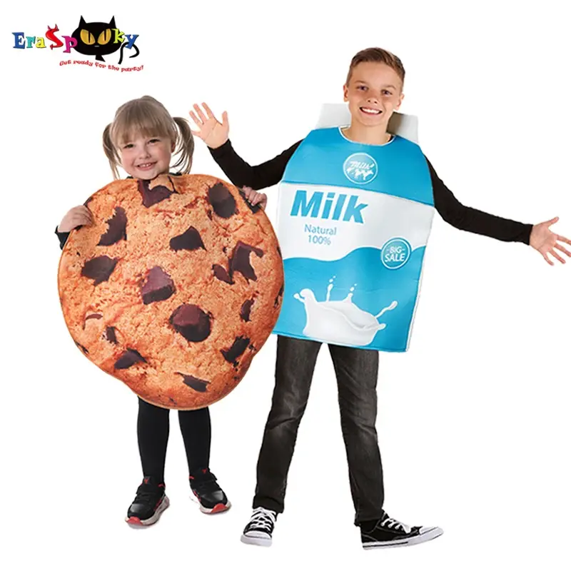 Disfraz divertido de comida para niños de 3 a 8 años, Galleta, leche.