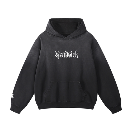 Headsick Heavyweight Goth Hoodie - Headsick Faded Black Hoodie