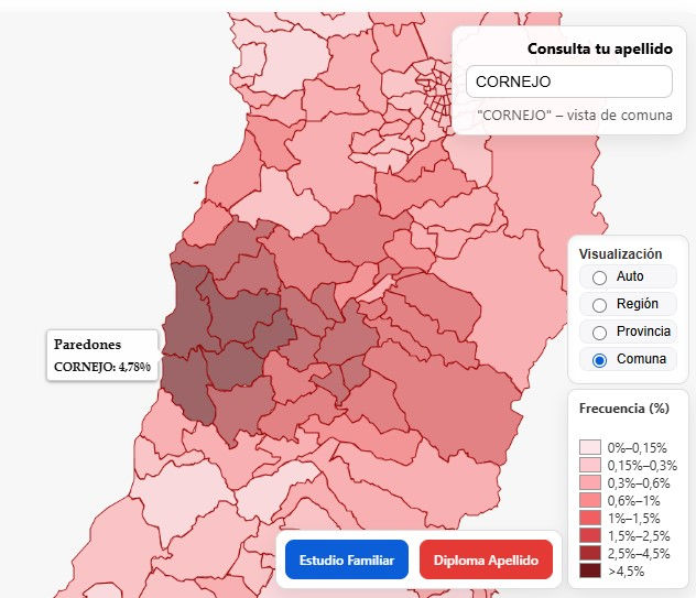 Mapa de apellidos de Chile
