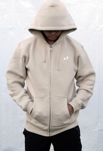 0044. Fleece Lined Full Zip Hoodie (BEIGE) | TENEZ (テネス）