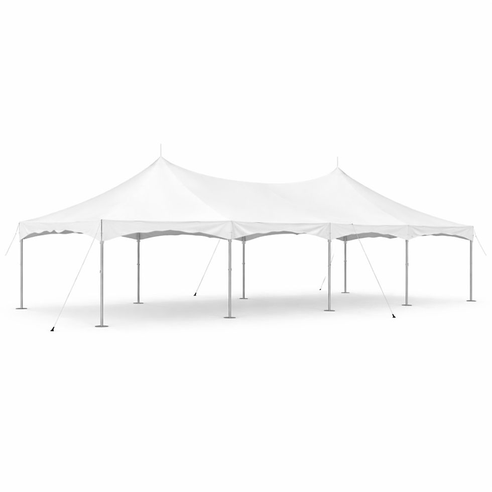 backyard event tent setup with white canopy