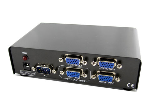 מפצל VGA מוגבר 4 מסכים 250MHz