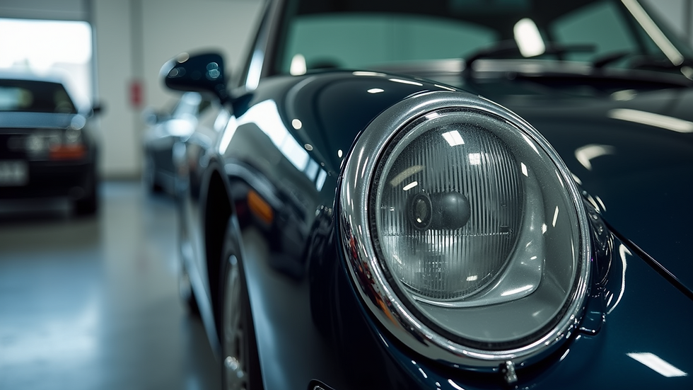 Close-up view of a shiny car after detailing