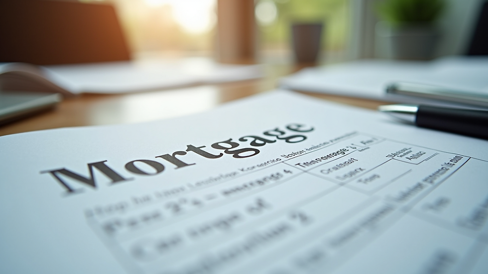 Close-up view of mortgage documents on a table