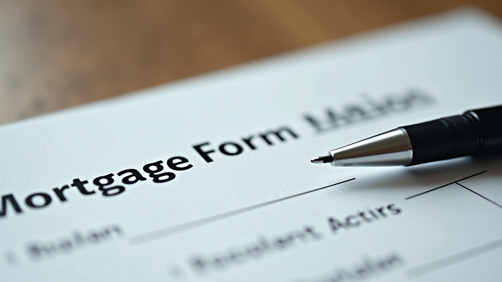 Close-up of a mortgage application form with a pen on top