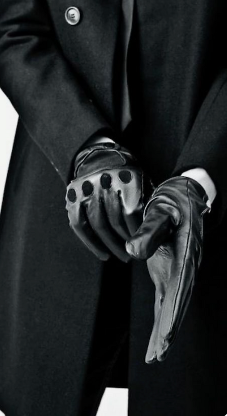 Man in leather gloves closeup
