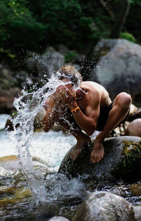 Man washing face