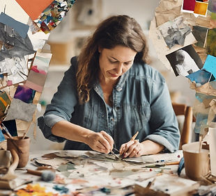 create an image of an adult art class where adults are creating collage.jpg
