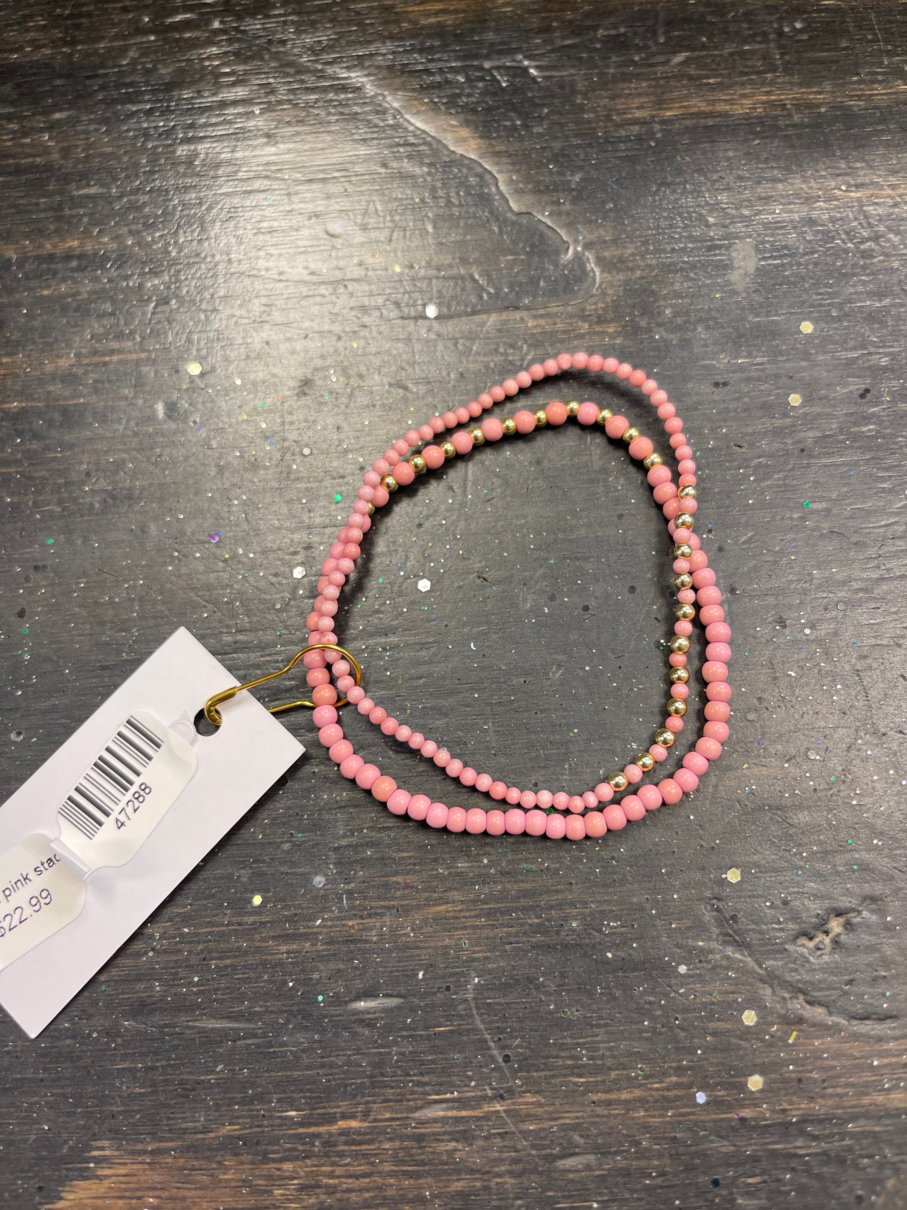 Coastal Grit Light Pink Stack Bracelet -2 piece
