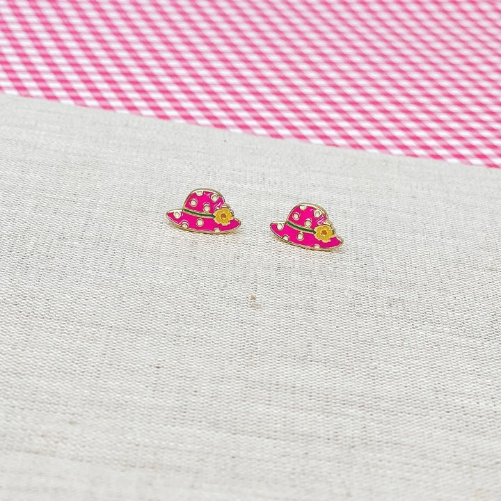Spotted Sun Hat Enamel Earrings