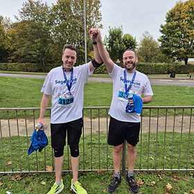 Jon and Steve successfully completed a half marathon each and raised a total of £1,047.50 including gift aid for Dementia Support. They both finished in 1 hour 58 mins; a personal target reached for both.