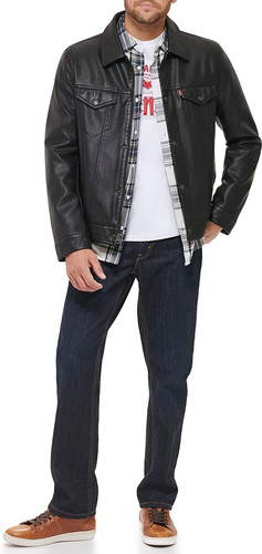 Levi's Men's Faux Leather Classic Trucker Jacket | Lux Hut Outlet