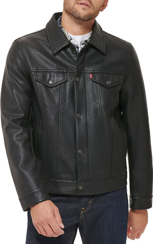 [4／10まで出品]LEVI'S TRUCKER LEATHER JACKET Faux Leather Trucker Jacket - Black | Levi's® US