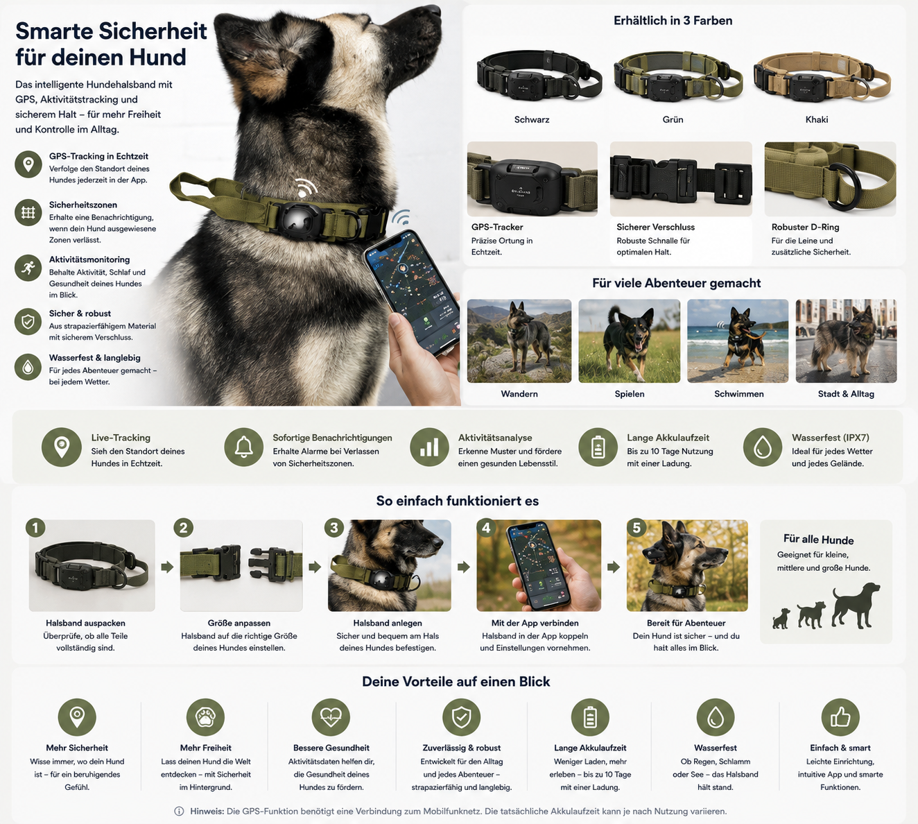 Taktisches Hundehalsband mit AirTag-Halterung
