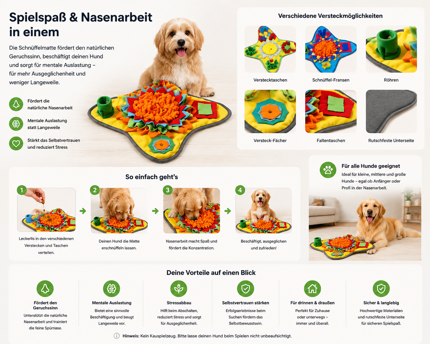 Premium Schnüffelmatte für Hunde – Mentales Training & Futtersuche