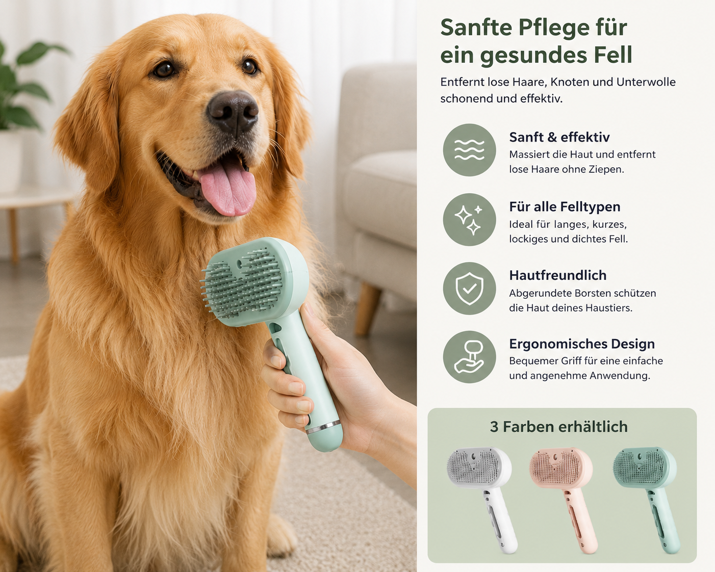 Dampf-Sprühbürste für Hunde – Sanfte Fellpflege mit Sprühfunktion
