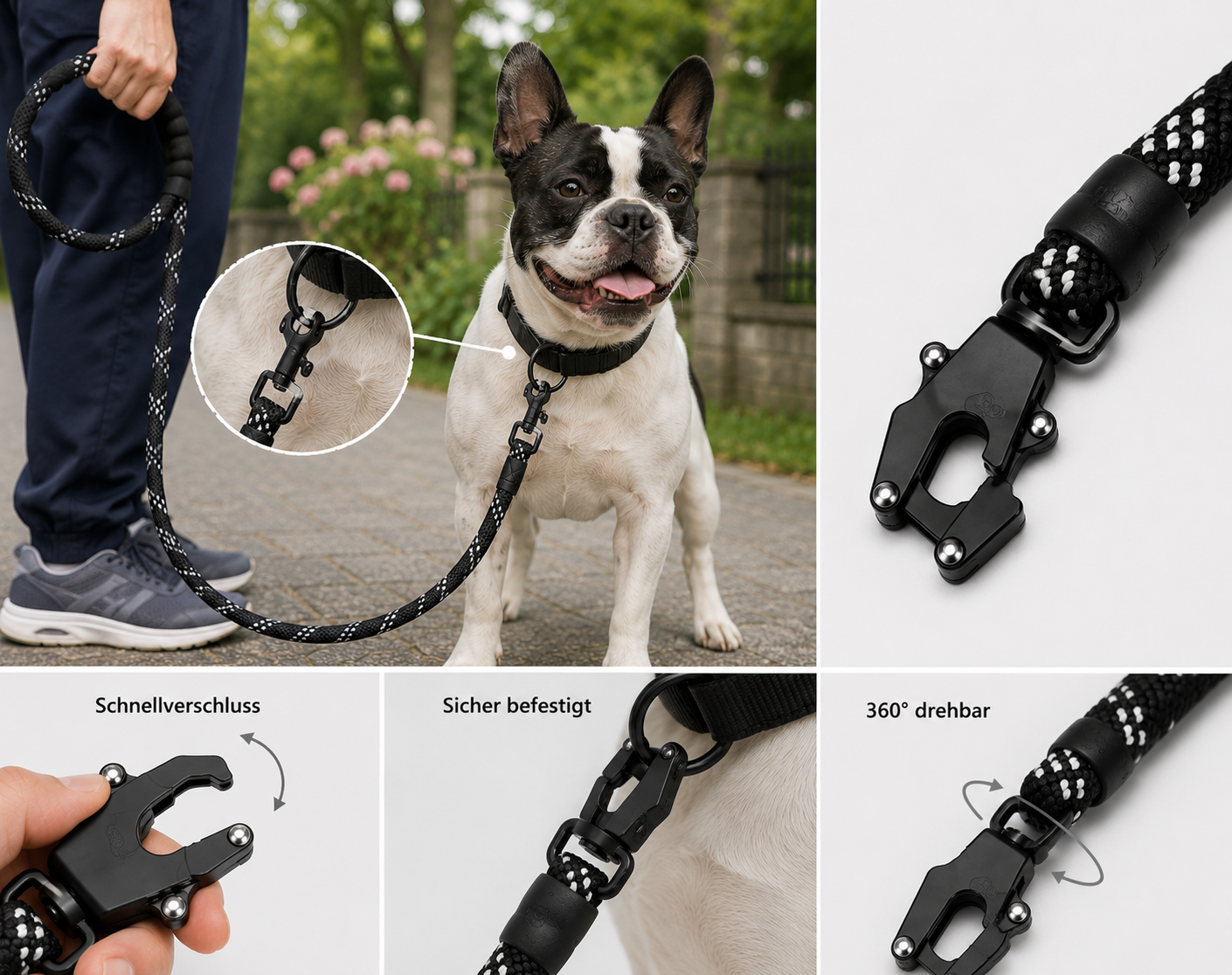 Robuste Bungee-Hundeleine mit Stoßdämpfung – Für mittelgroße & große Hunde