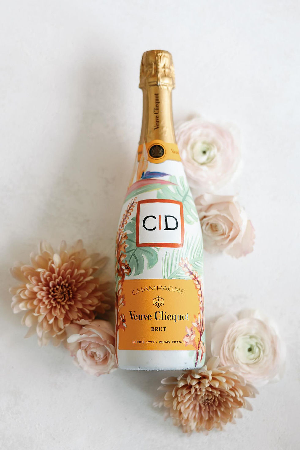 Customized champagne bottle according to theme.