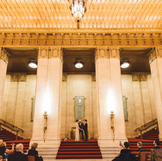 Wedding ceremony arranged on the grand staircase inside the Lyric Opera of Chicago.